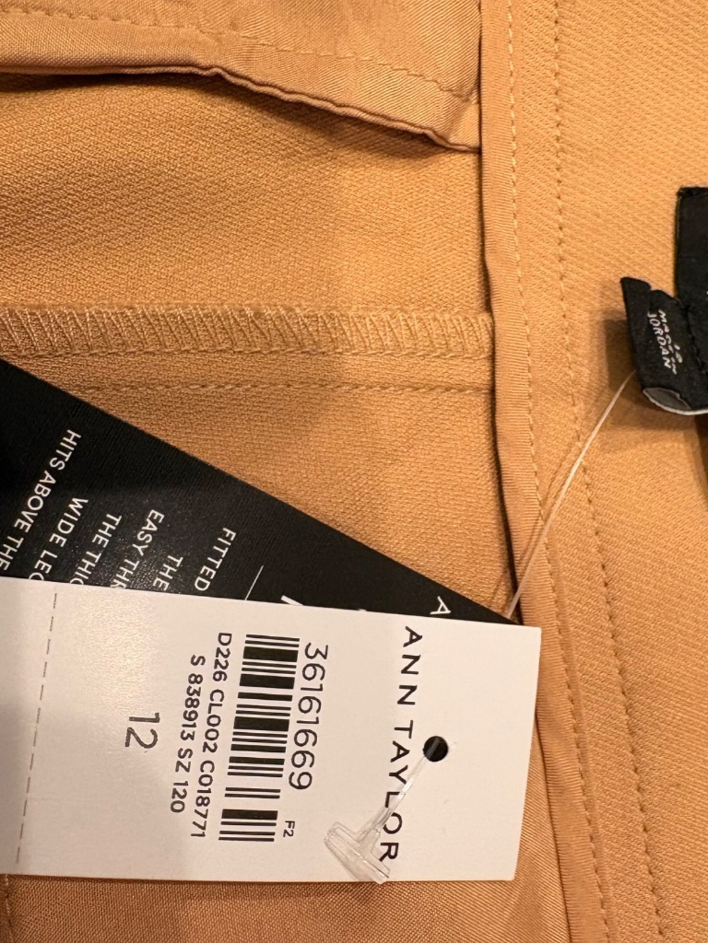 NWT Ann Taylor Kate High Rise Wide Leg Crop Trouser Pant Minimalist Khaki Tan 12 - Picture 4 of 11